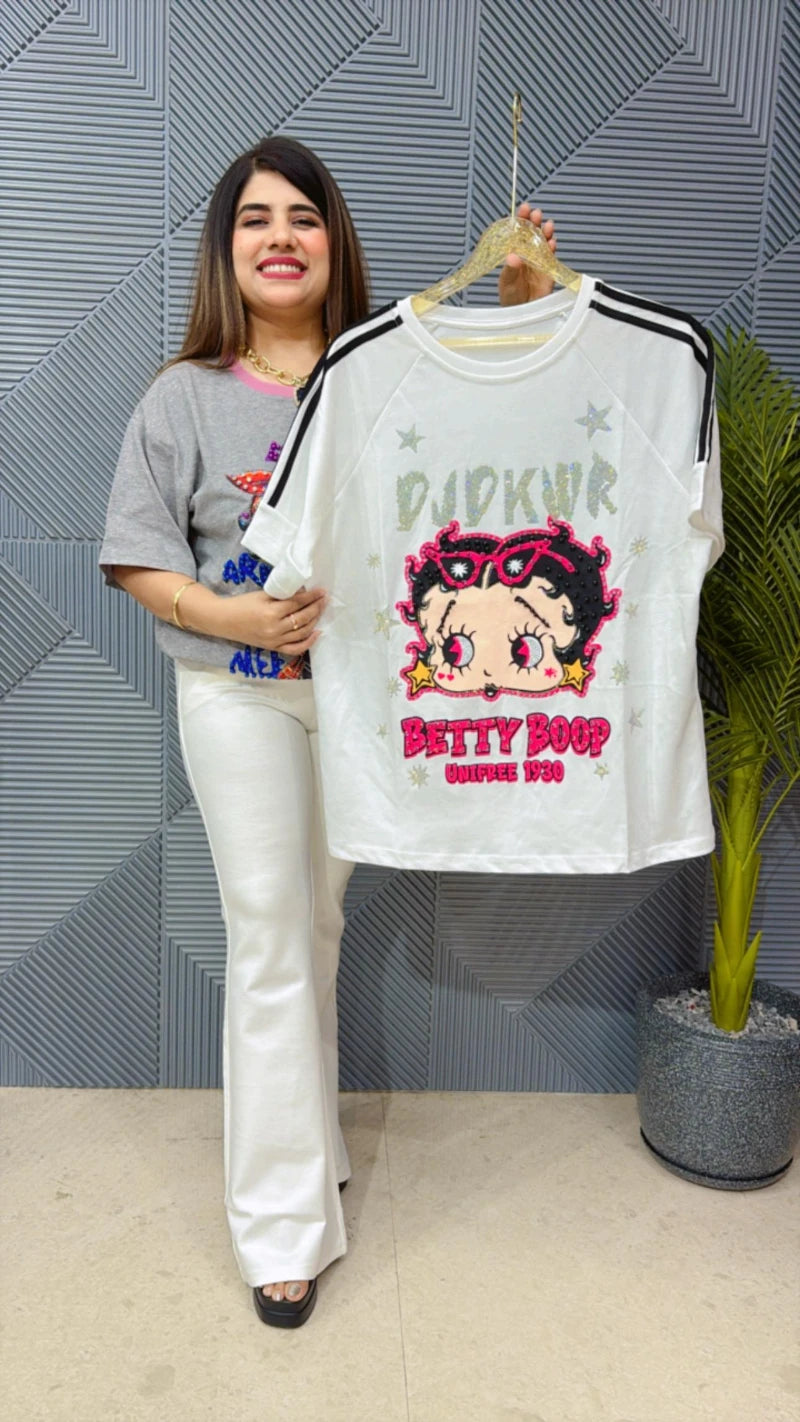 3D DOLL T-SHIRT WITH FRONT SAROSKI WORK GGR1538