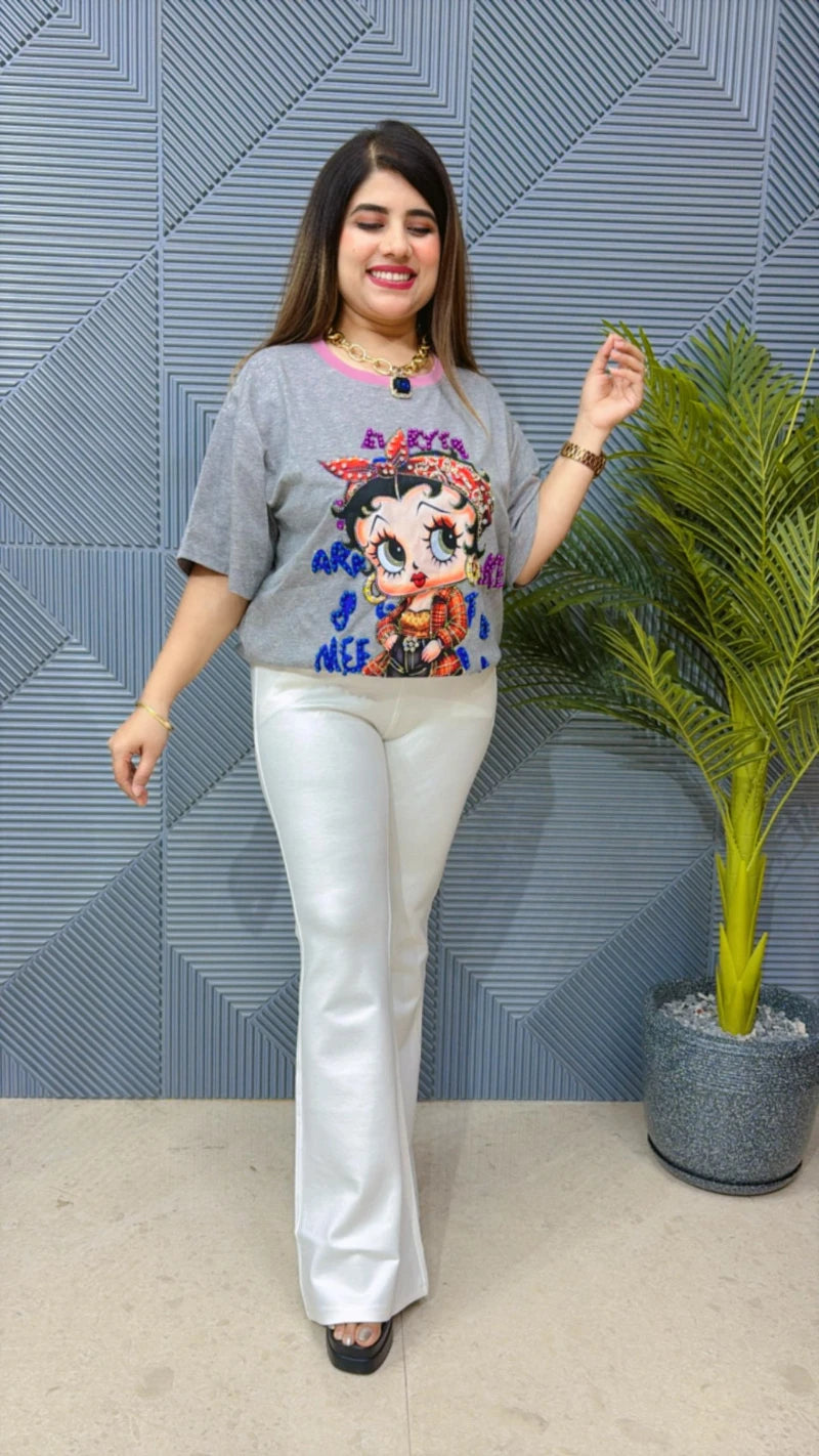3D DOLL T-SHIRT WITH FRONT SAROSKI WORK GGR1538