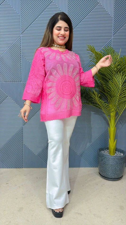 SUNFLOWER TOP COTTON EMBROIDERED GGR1540