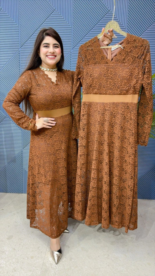 PREMIUM PADED LACEWORK DRESS WITH LINING GGR1868