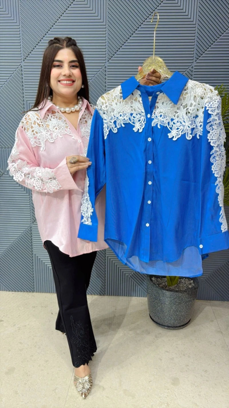 PREMIUM COTTEN SHIRT WITH LACE WORK DESIGNS GGR1882
