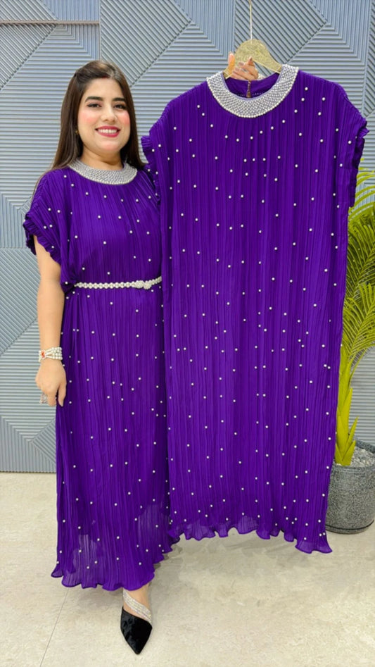 PREMIUM WRINKLE DRESS WITH BELT GGR2004