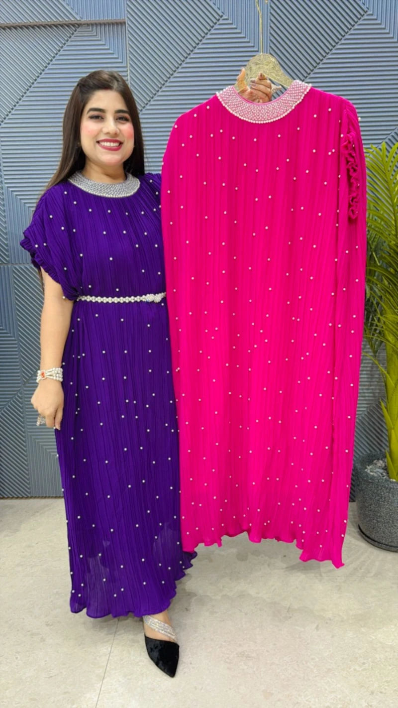 PREMIUM WRINKLE DRESS WITH BELT GGR2004