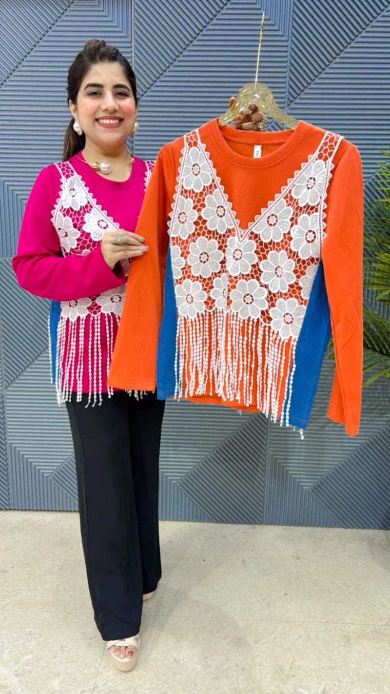 PREMIUM SUMMER TOP WITH LASE WORK ATTECHED JECKET GGR3043