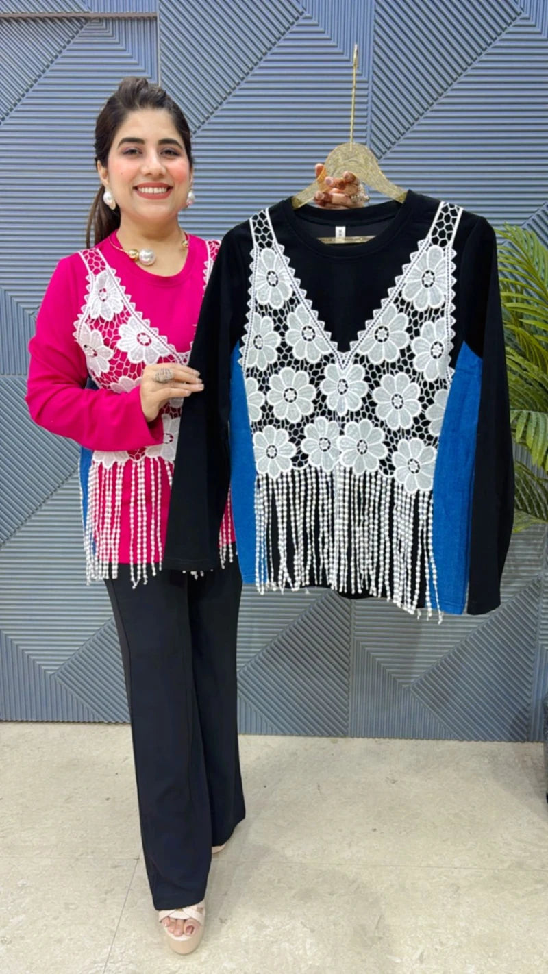 PREMIUM SUMMER TOP WITH LASE WORK ATTECHED JECKET GGR3043