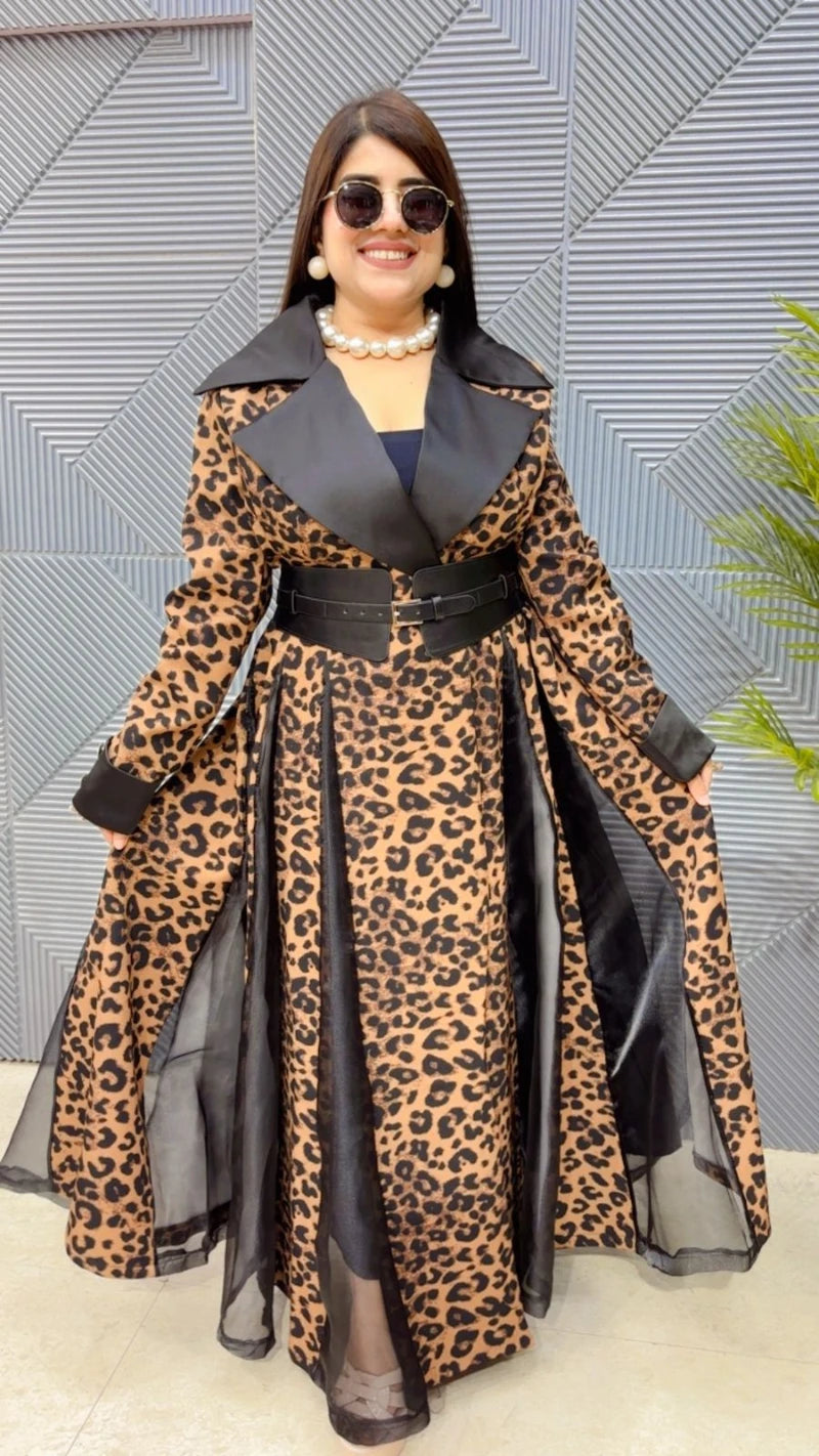 PREMIUM LEOPERD PRINT DRESS WITH BELT GGR3260