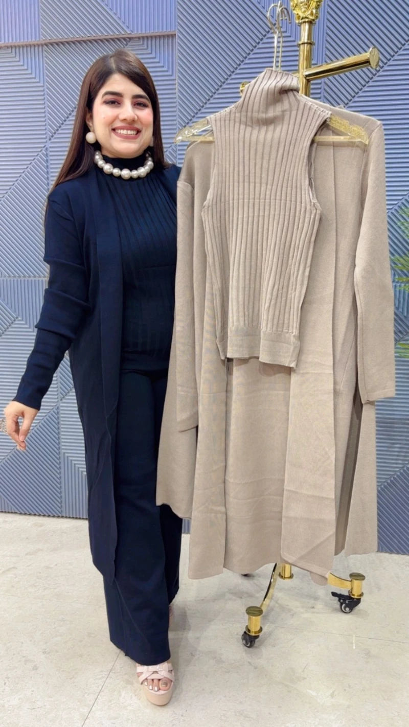 PREMIUM 3 PCS HIGH NECK CO-ORD SET WITH SHRUG GGR3262