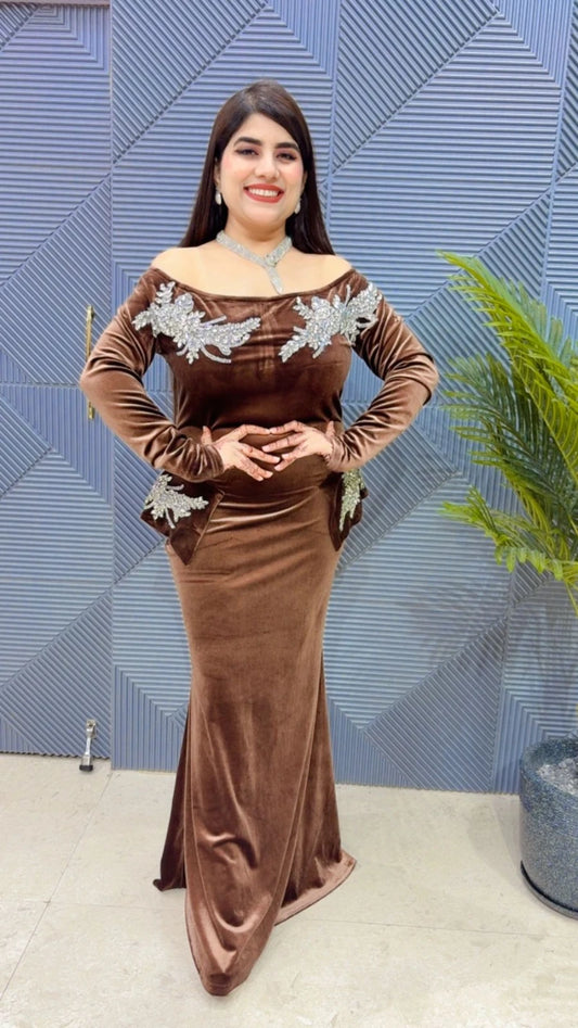 PREMIUM VELVET WISH-CUT DRESS GGR3295