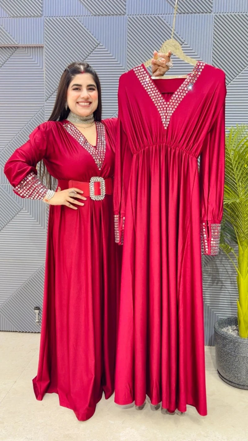 PREMIUM PARTYWEAR GOWN DRESS WITH BELT GGR3323