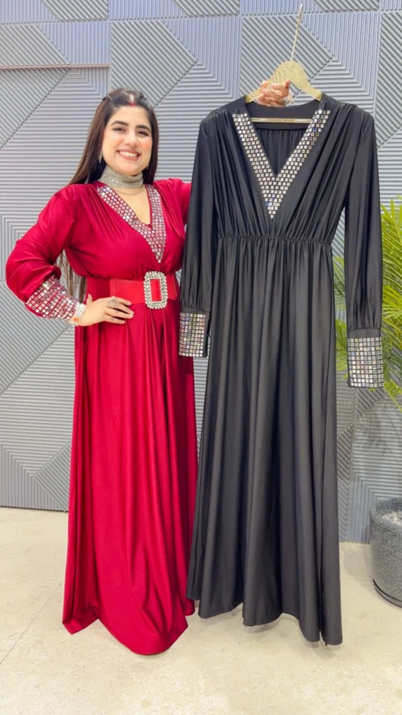 PREMIUM PARTYWEAR GOWN DRESS WITH BELT GGR3323