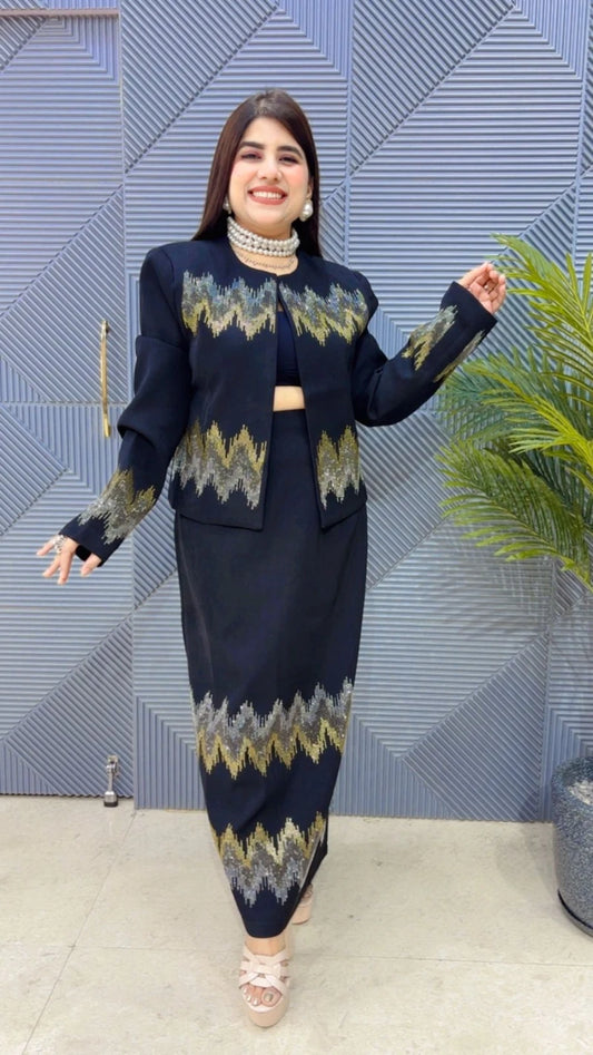 PREMIUM WINTERWEAR SKIRT BLAZER SET GGR3381