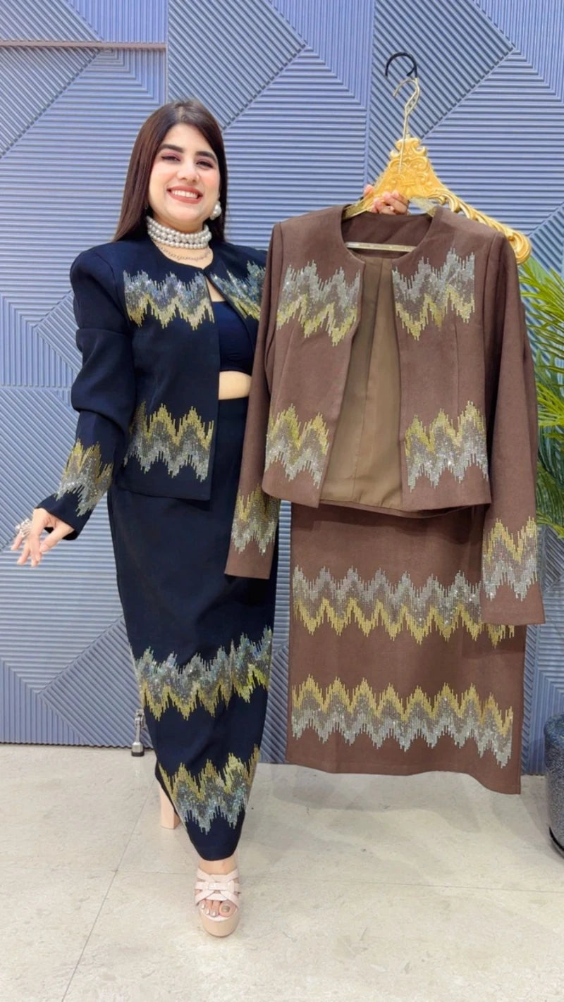 PREMIUM WINTERWEAR SKIRT BLAZER SET GGR3381