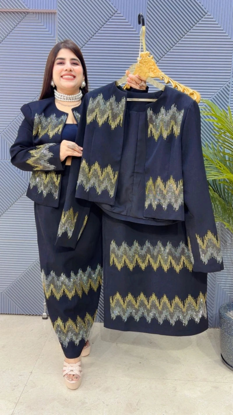 PREMIUM WINTERWEAR SKIRT BLAZER SET GGR3381