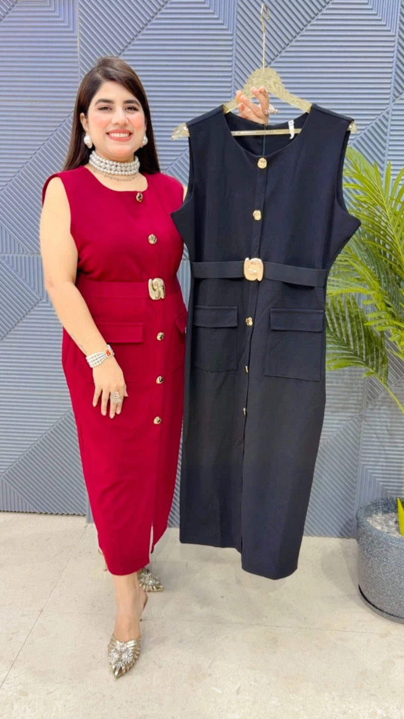 PREMIUM CUT SLEEVS DRESS WITH POCKET GGR3410