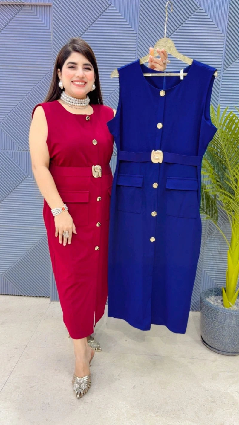 PREMIUM CUT SLEEVS DRESS WITH POCKET GGR3410