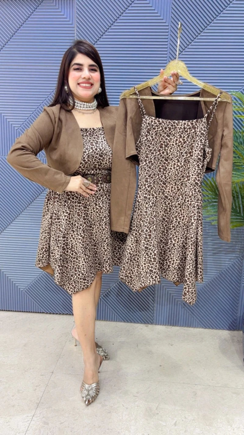 PREMIUM 2 PCS LEOPERD SHORT DRESS GGR3412