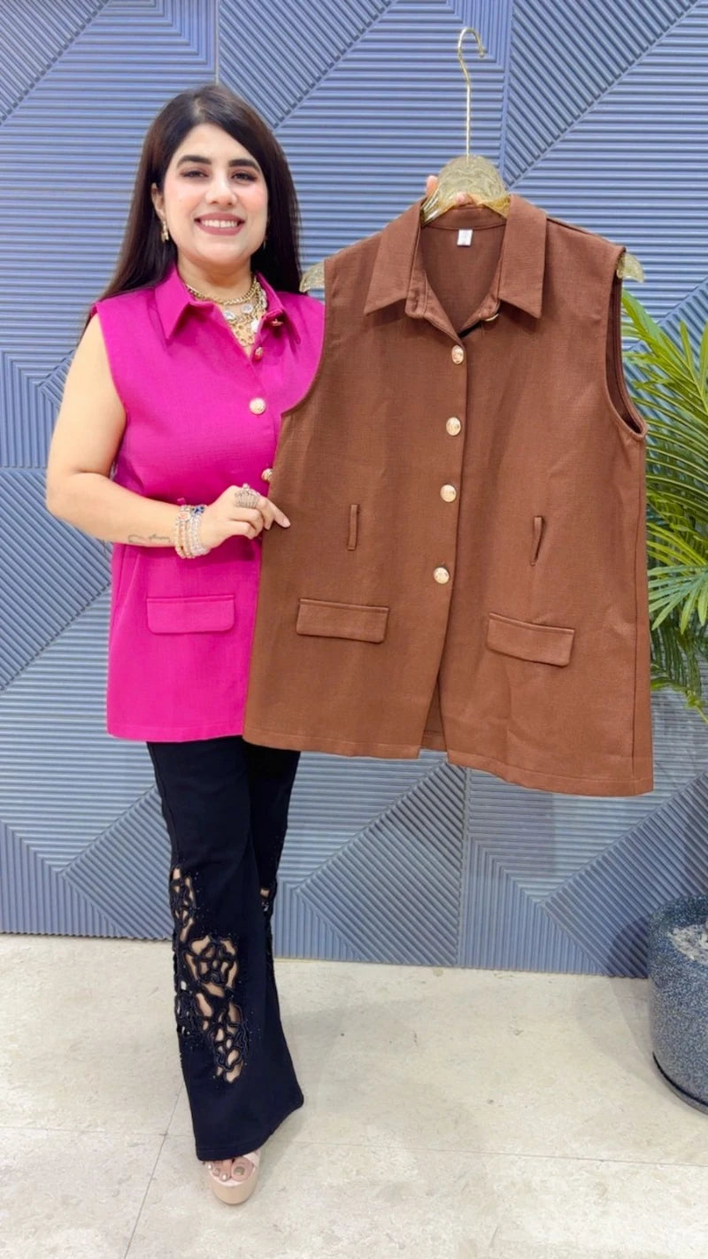 PREMIUM CUT SLEEVS TOP WITH BELT GGR3447