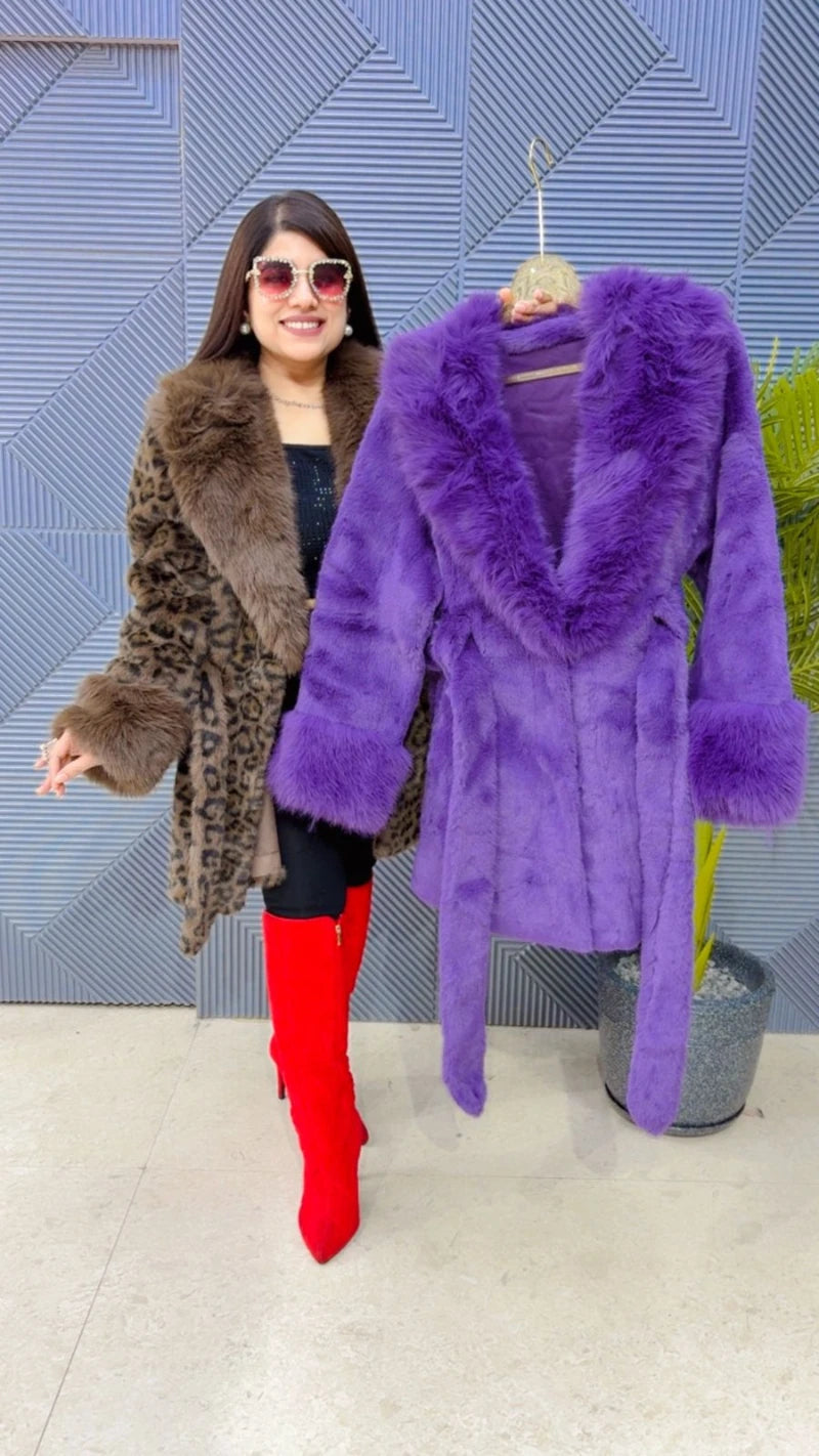 PREMIUM WINTERWEAR FURR JACKET WITH BELT GGR3493