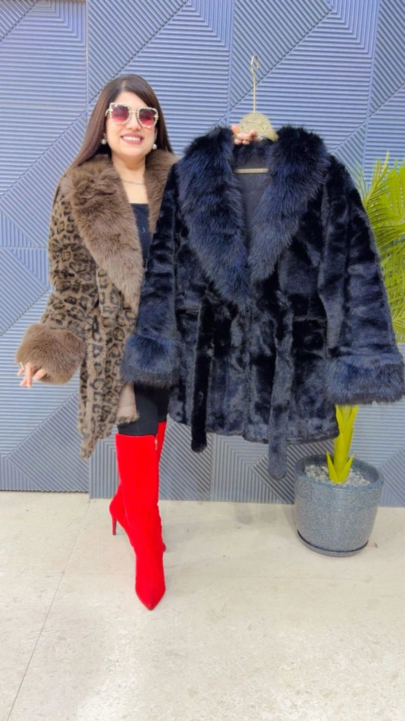 PREMIUM WINTERWEAR FURR JACKET WITH BELT GGR3493