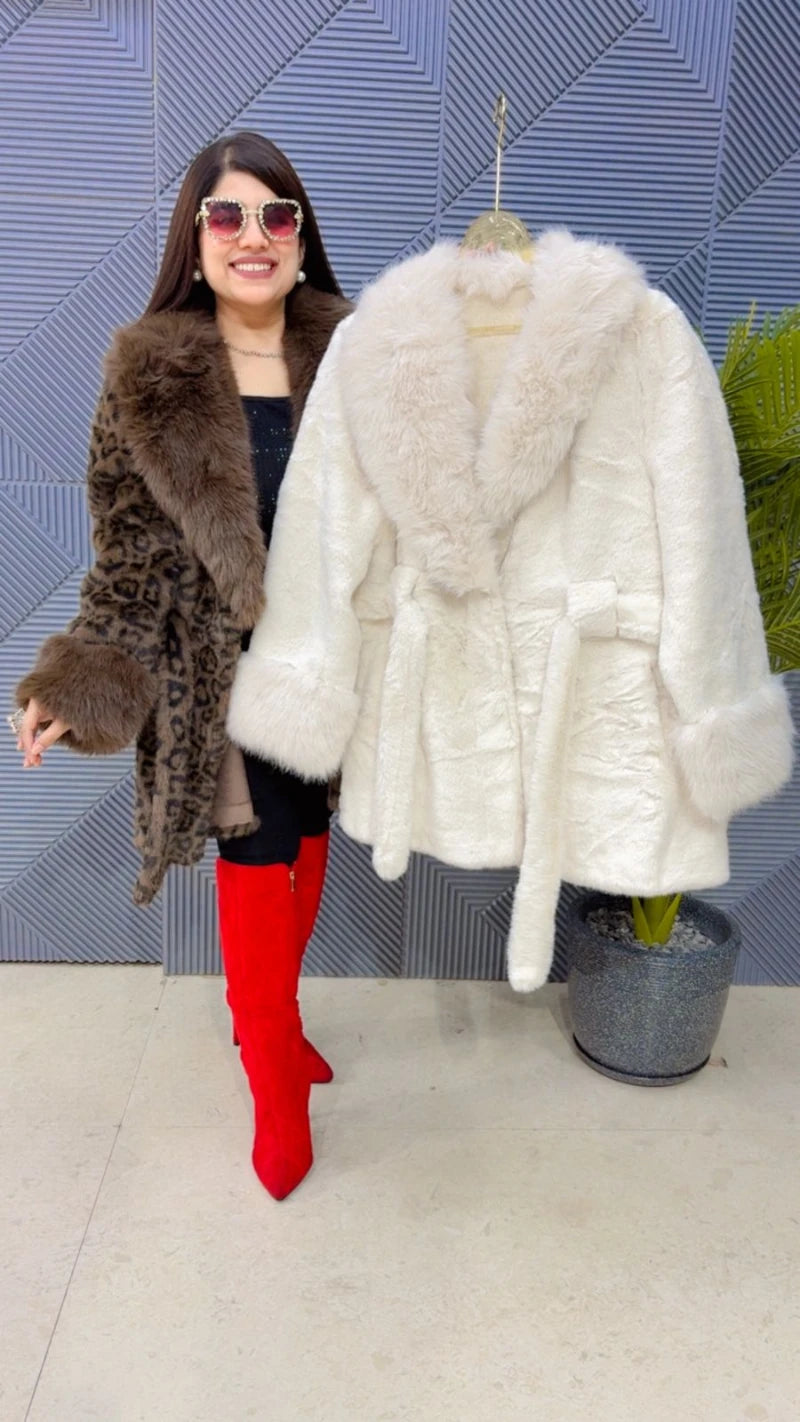 PREMIUM WINTERWEAR FURR JACKET WITH BELT GGR3493