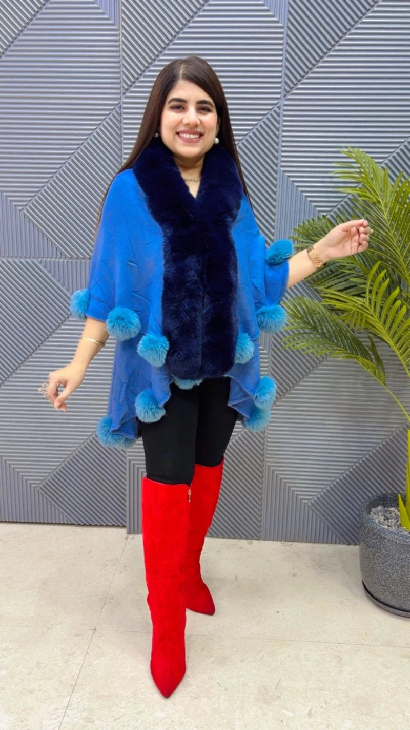 PREMIUM WINTERWEAR WOOLEN VIRAL LATTU PONCHU SHRUG GGR3496