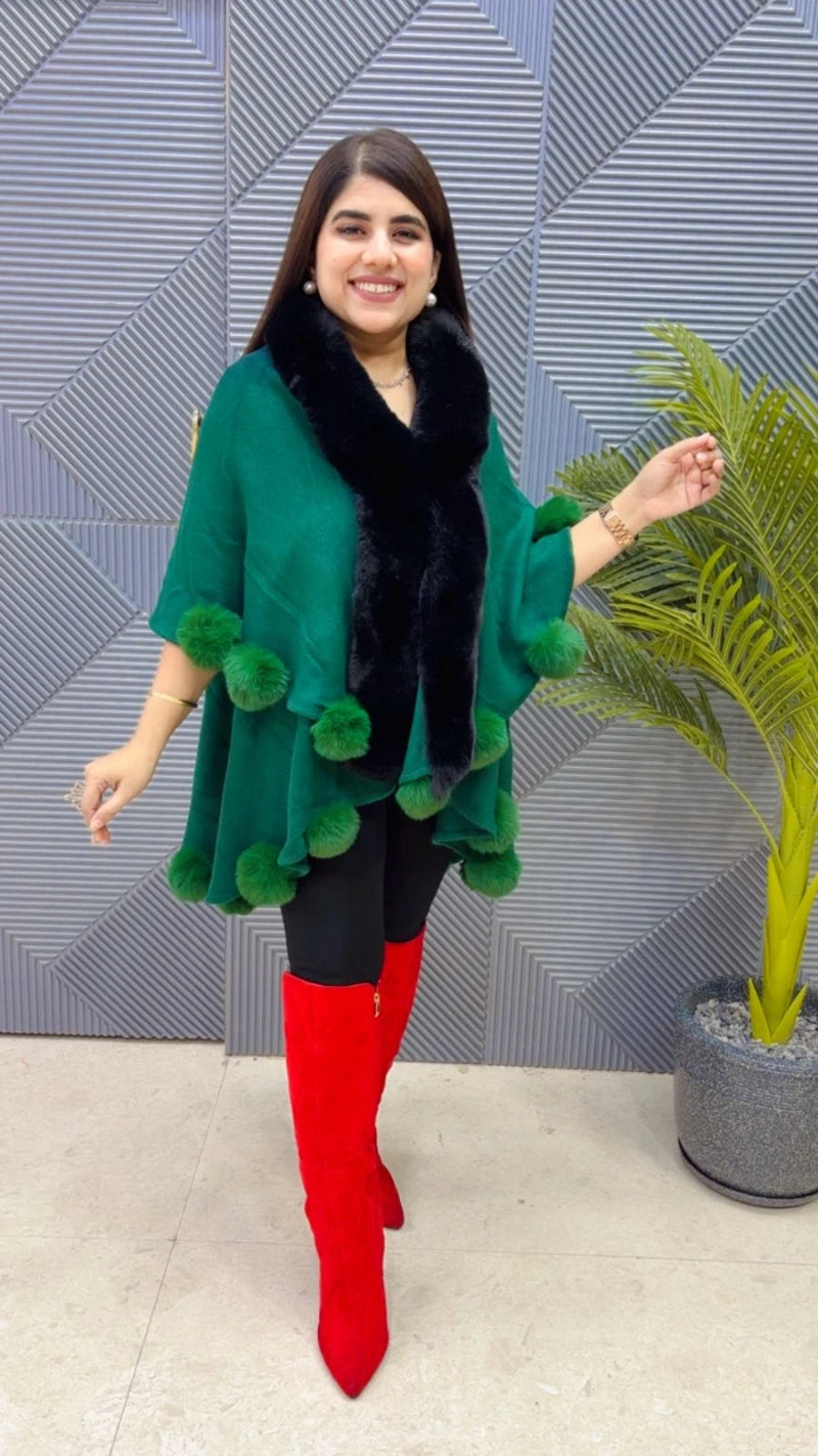 PREMIUM WINTERWEAR WOOLEN VIRAL LATTU PONCHU SHRUG GGR3496