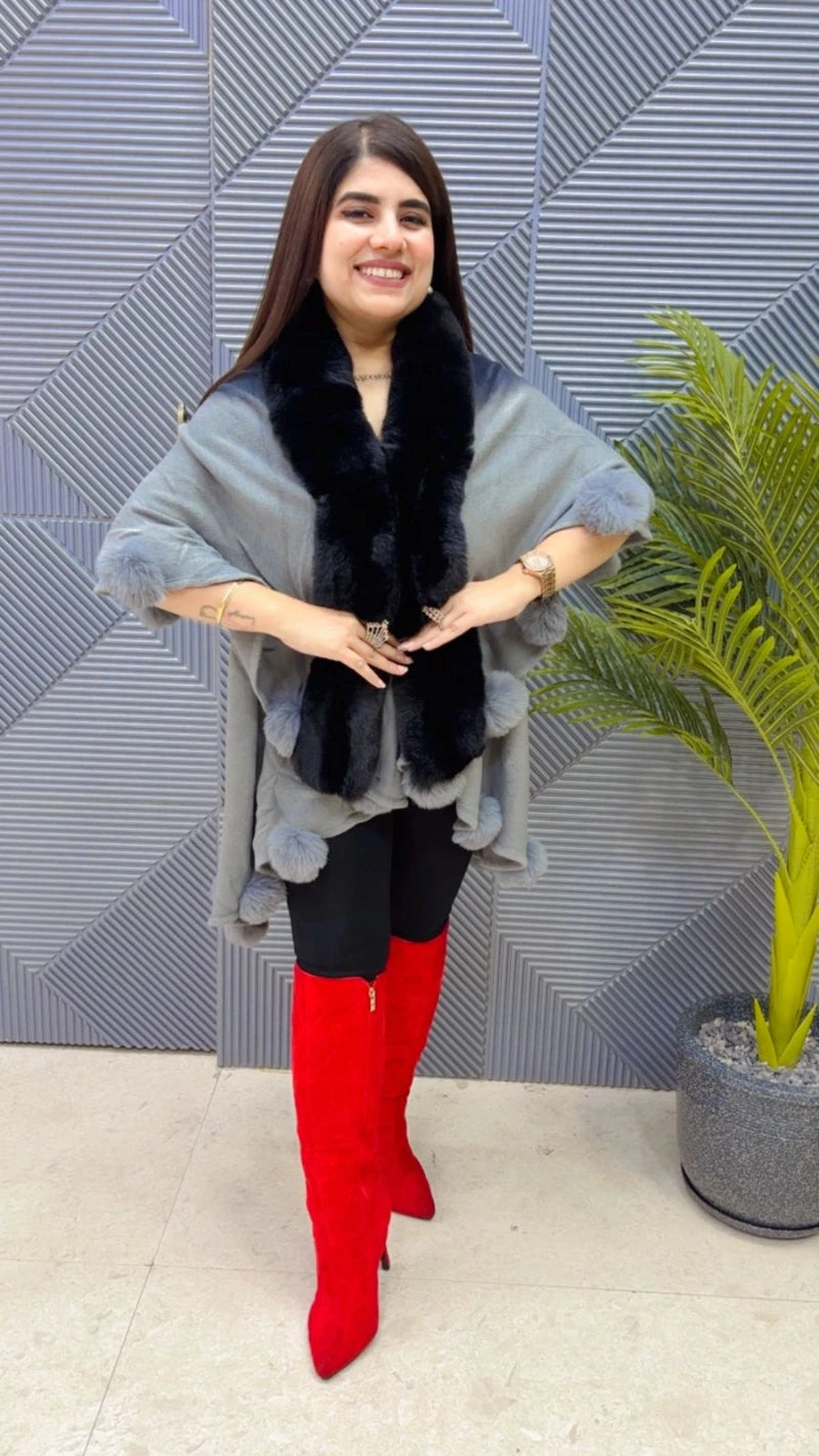 PREMIUM WINTERWEAR WOOLEN VIRAL LATTU PONCHU SHRUG GGR3496