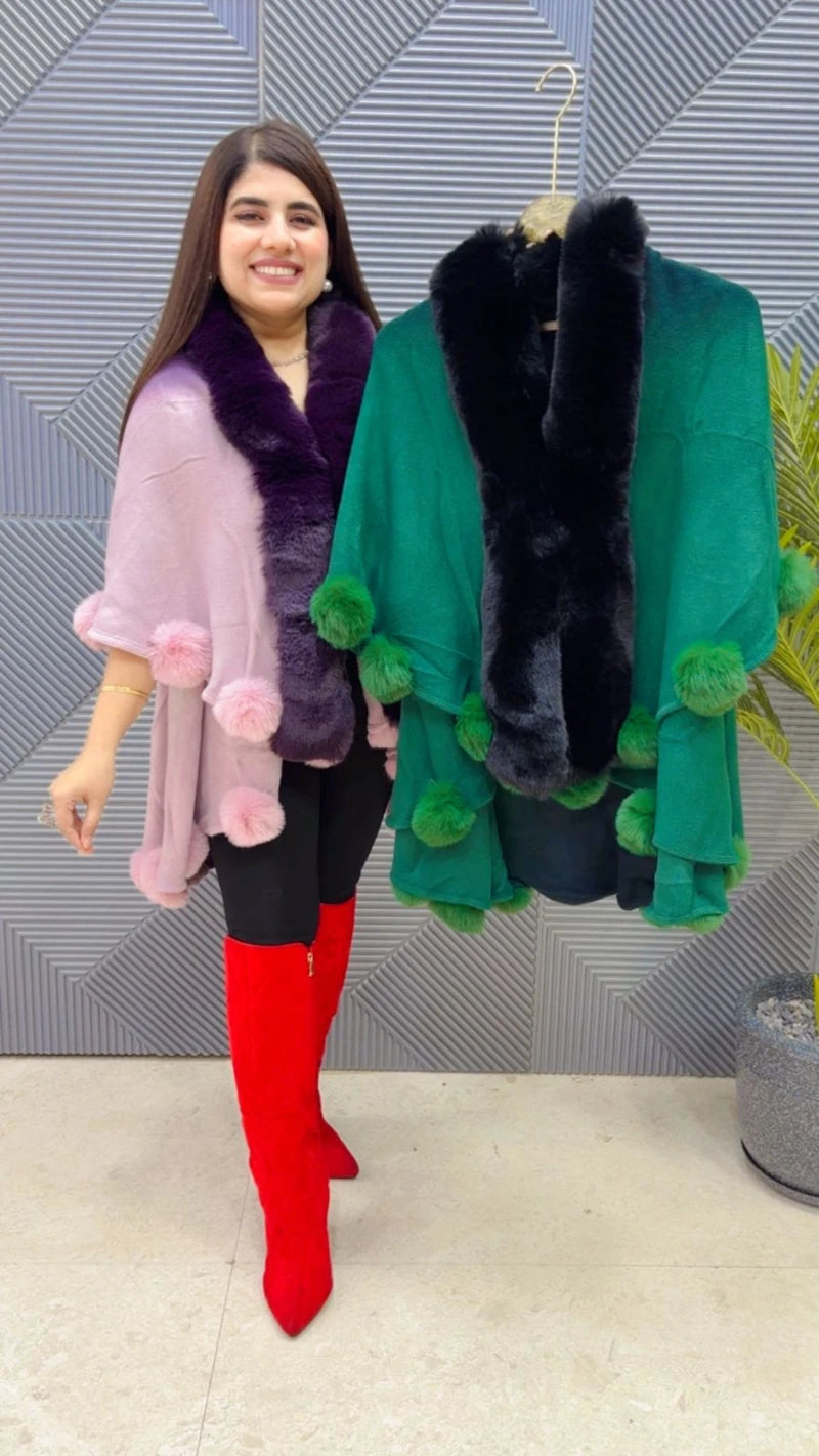 PREMIUM WINTERWEAR WOOLEN VIRAL LATTU PONCHU SHRUG GGR3496