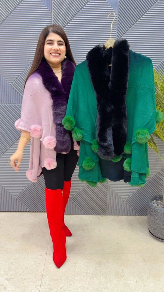 PREMIUM WINTERWEAR WOOLEN VIRAL LATTU PONCHU SHRUG GGR3496