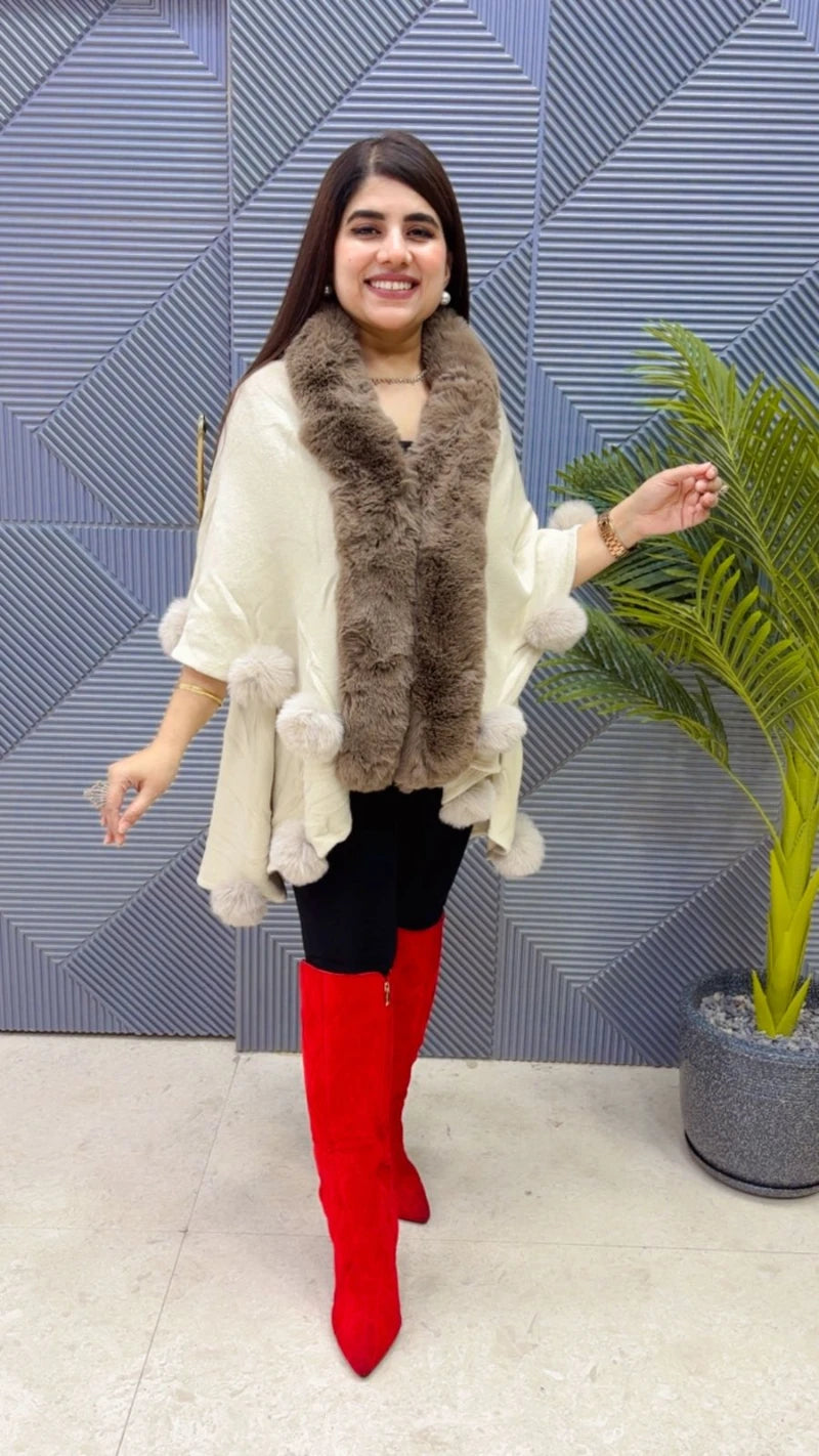 PREMIUM WINTERWEAR WOOLEN VIRAL LATTU PONCHU SHRUG GGR3496