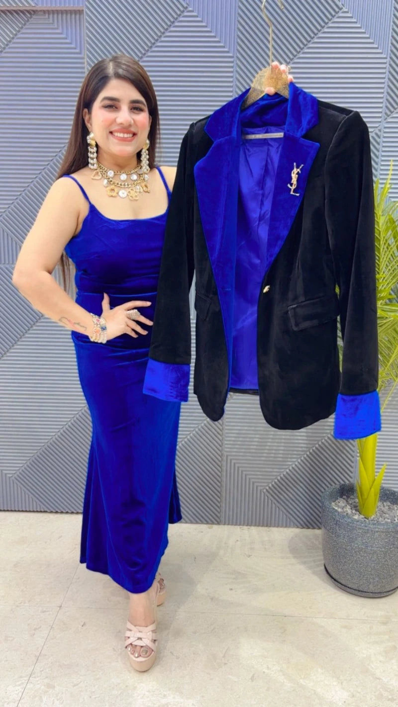 PREMIUM VELVET BLAZER DRESS GGR3521