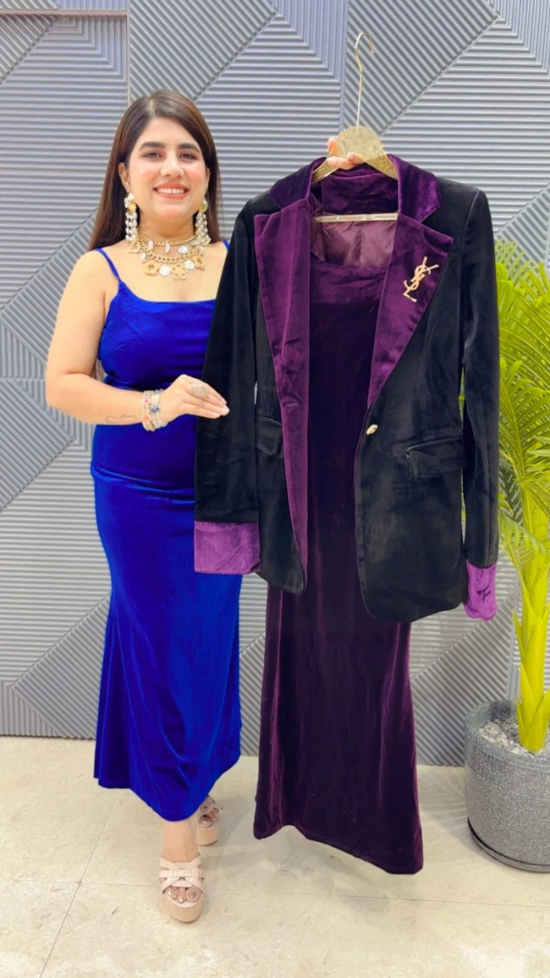 PREMIUM VELVET BLAZER DRESS GGR3521