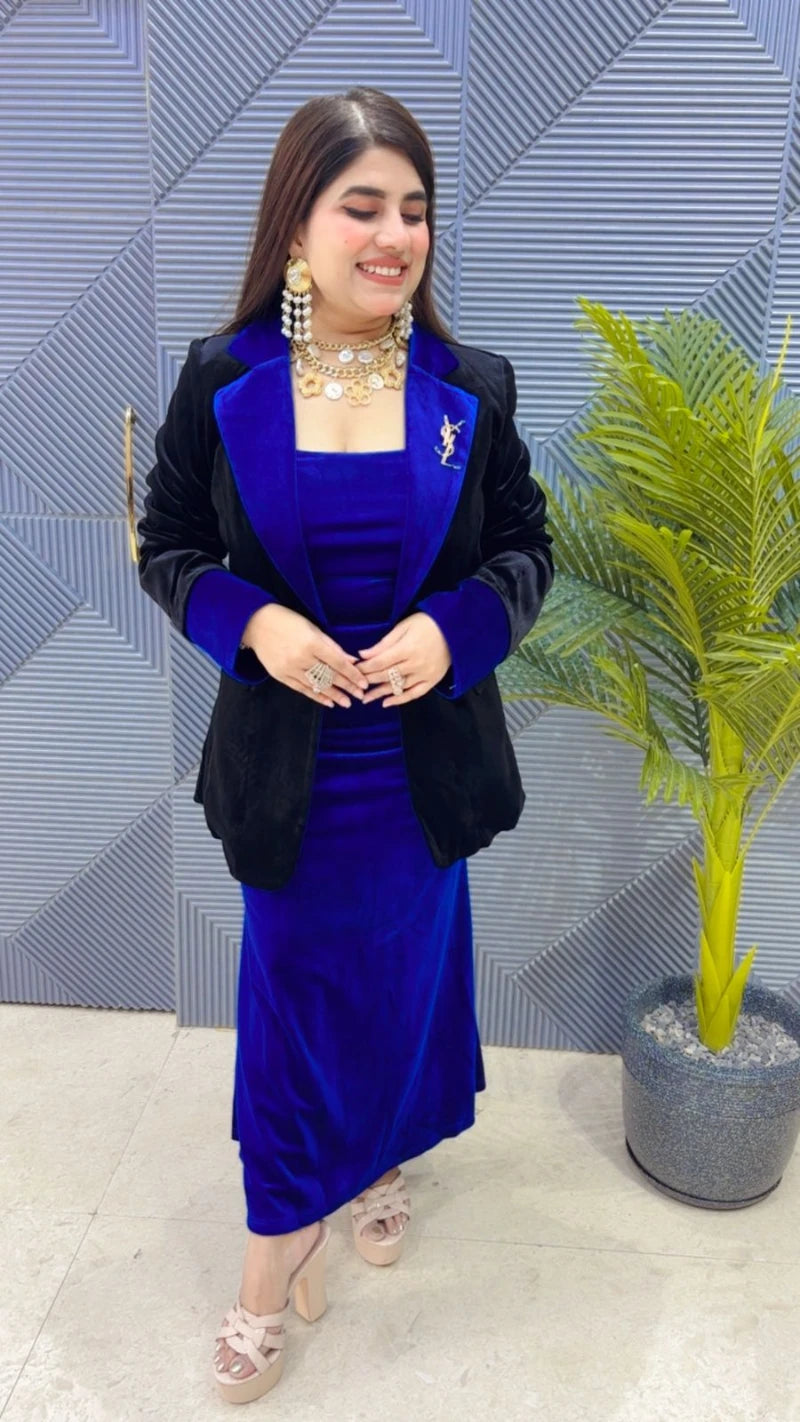 PREMIUM VELVET BLAZER DRESS GGR3521