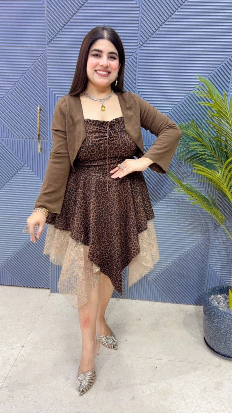 PREMIUM DRESS WITH SHRUG AND BELT GGR3581