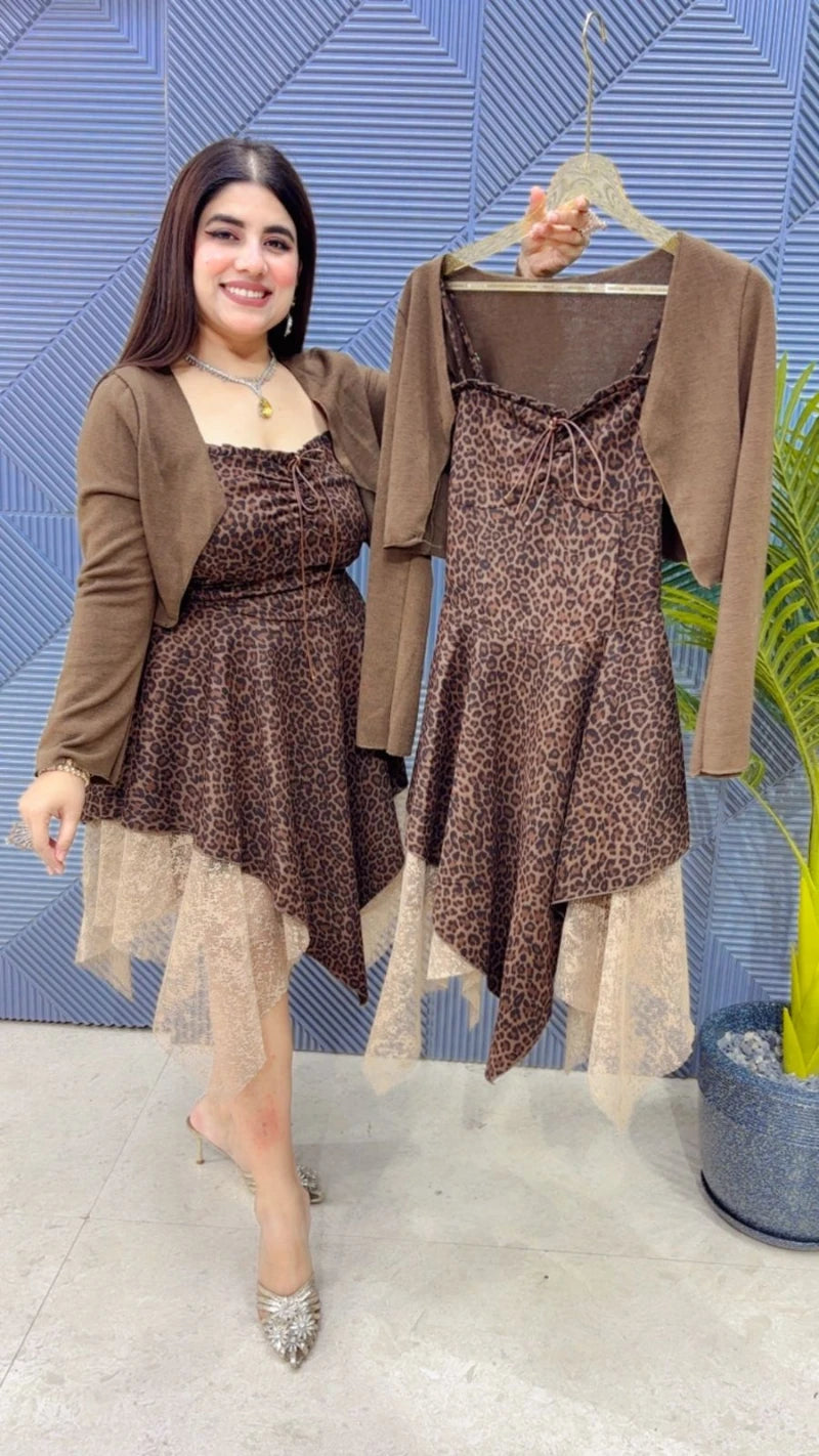 PREMIUM DRESS WITH SHRUG AND BELT GGR3581