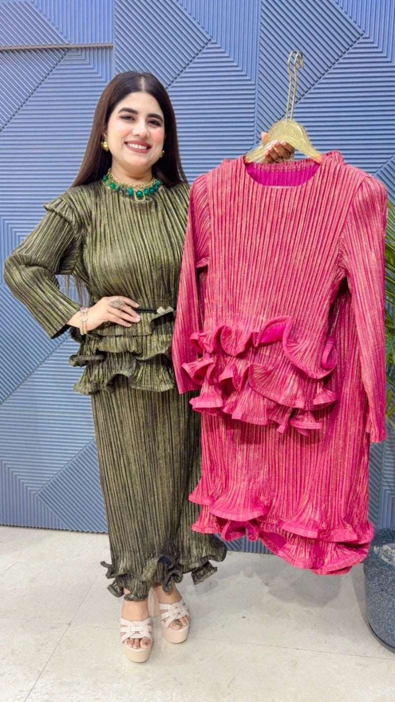 PREMIUM WRINKE CORDSET WITH BELT GGR3613