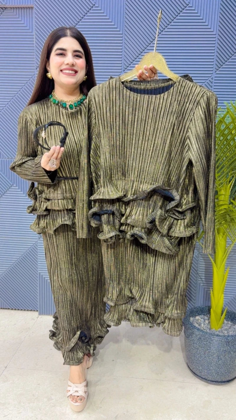 PREMIUM WRINKE CORDSET WITH BELT GGR3613