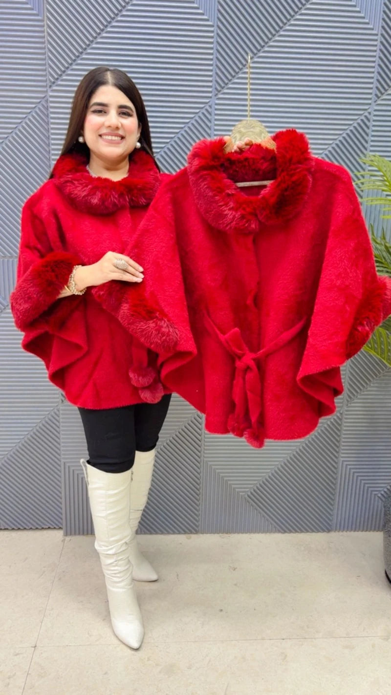 PREMIUM WINTERWEAR FURR CAPE WITH BELT GGR3646