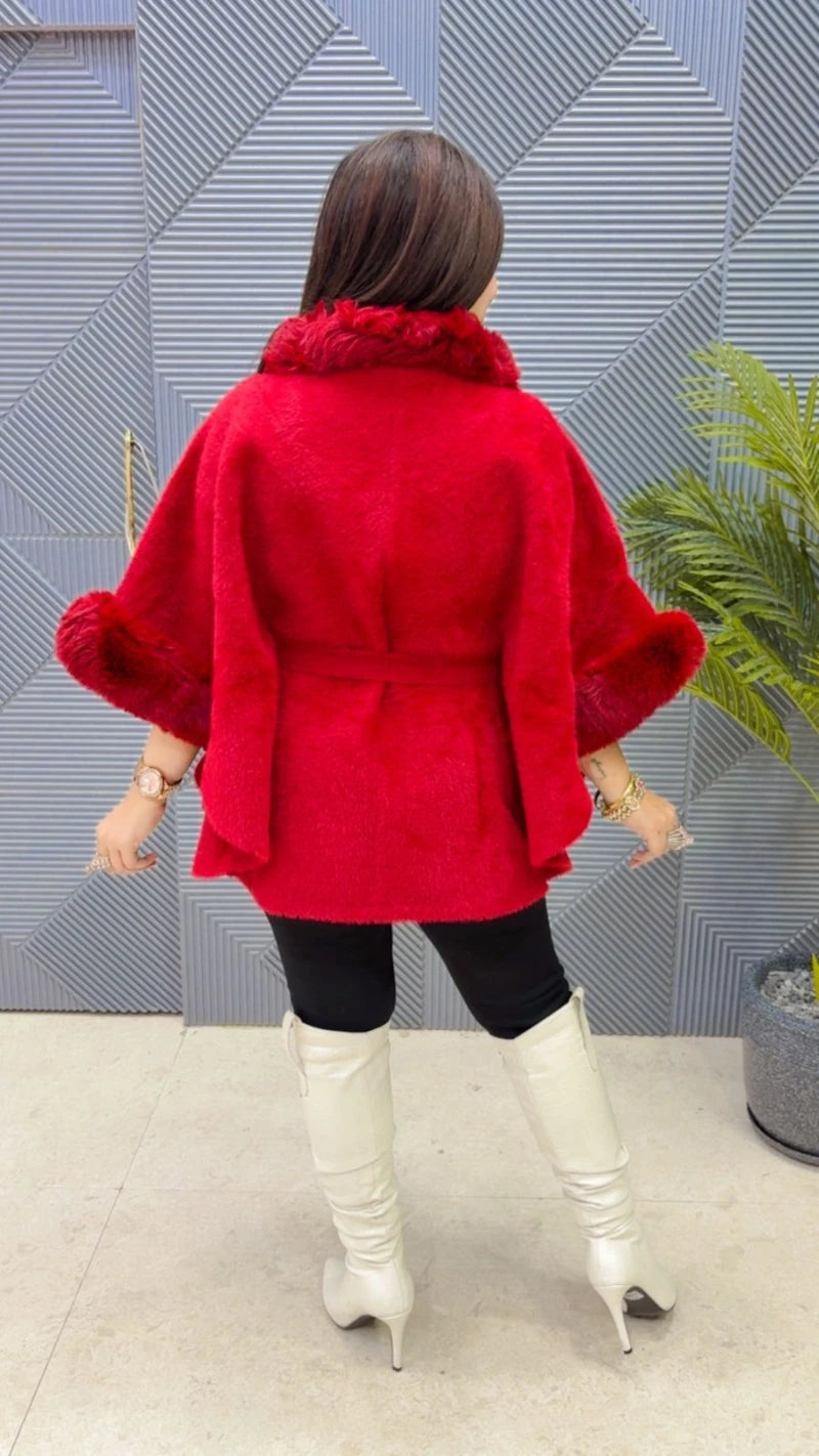 PREMIUM WINTERWEAR FURR CAPE WITH BELT GGR3646