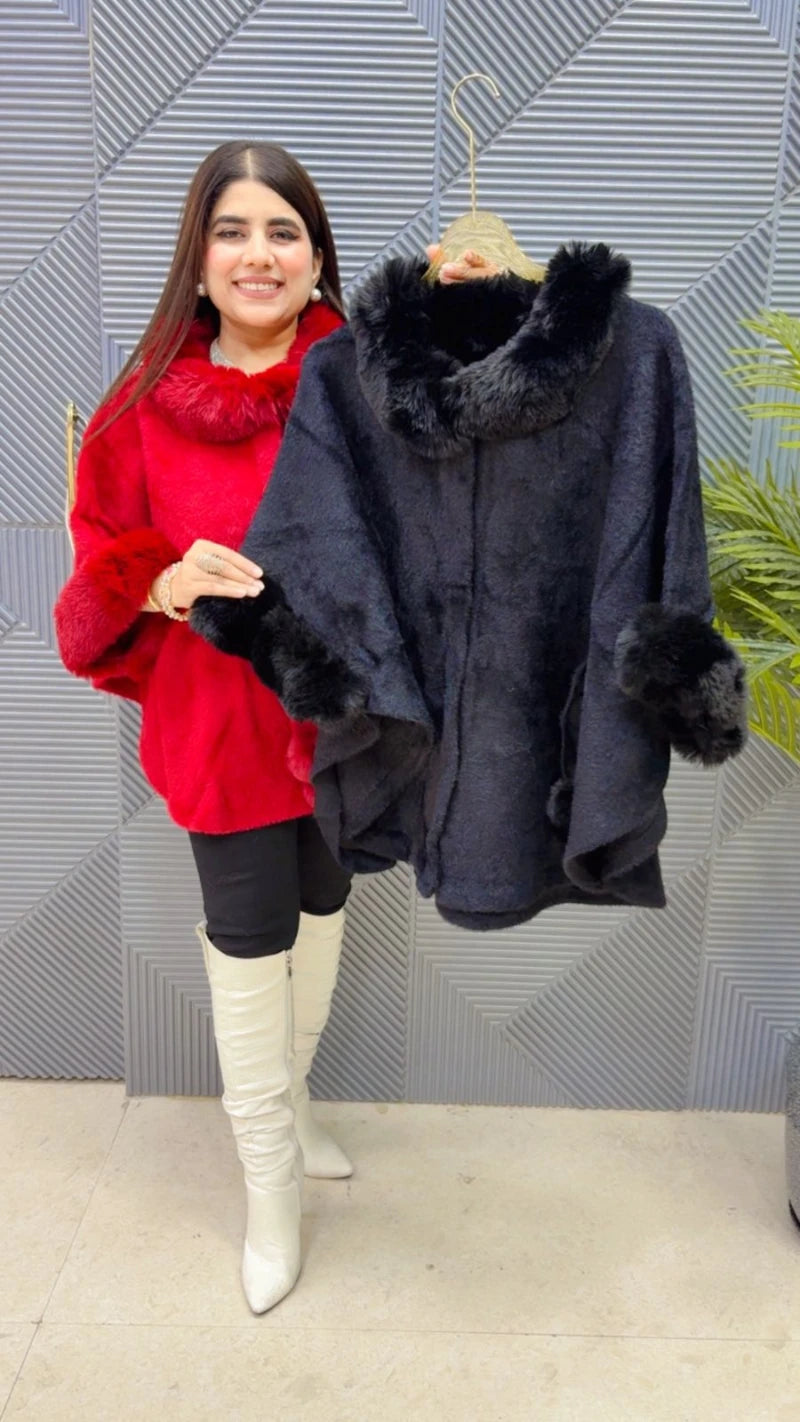PREMIUM WINTERWEAR FURR CAPE WITH BELT GGR3646