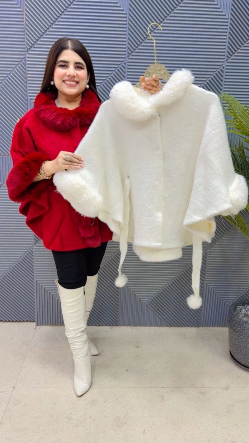 PREMIUM WINTERWEAR FURR CAPE WITH BELT GGR3646