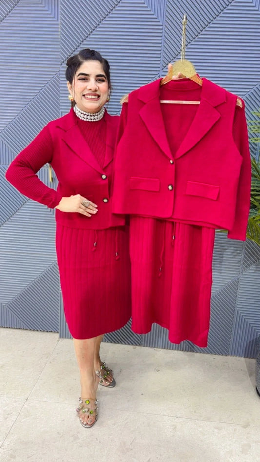 PREMIUM WINTERWEAR DRESS WITH CUT SLEEVS JACKET GGR3653