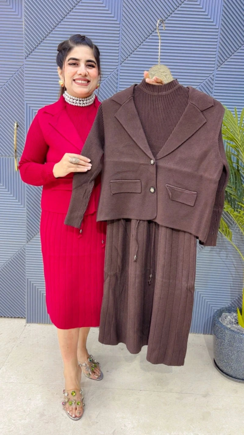 PREMIUM WINTERWEAR DRESS WITH CUT SLEEVS JACKET GGR3653