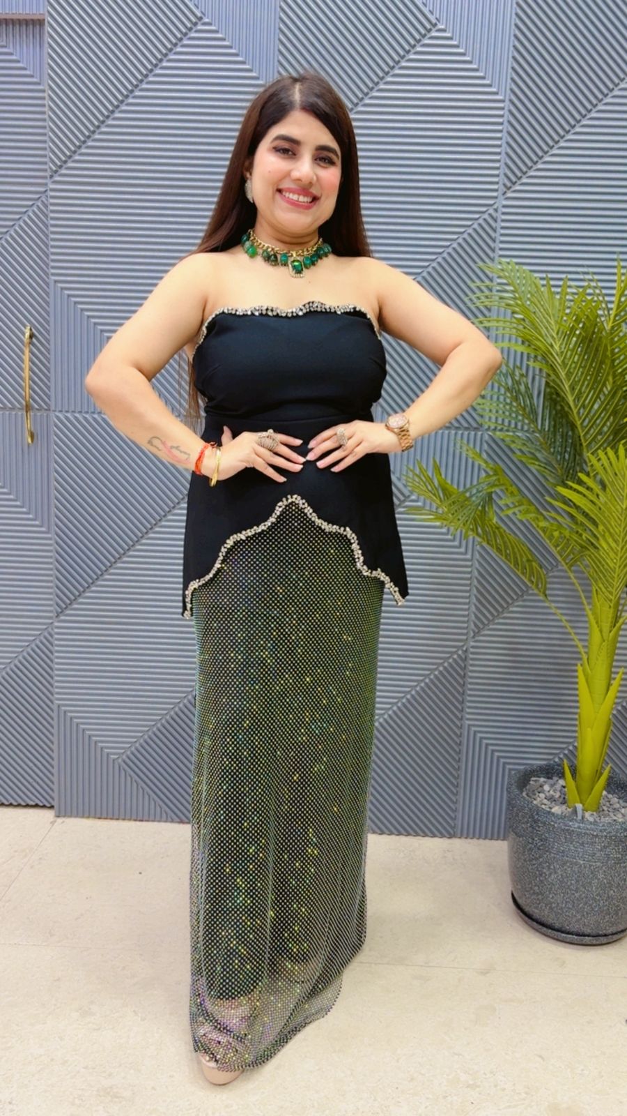 PREMIUM TUBE RHYAMSTONE DRESS GGR3757