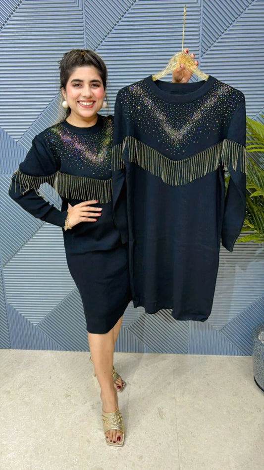 Imported Lycra Fabric Swarovski Tessel Dress GGR611