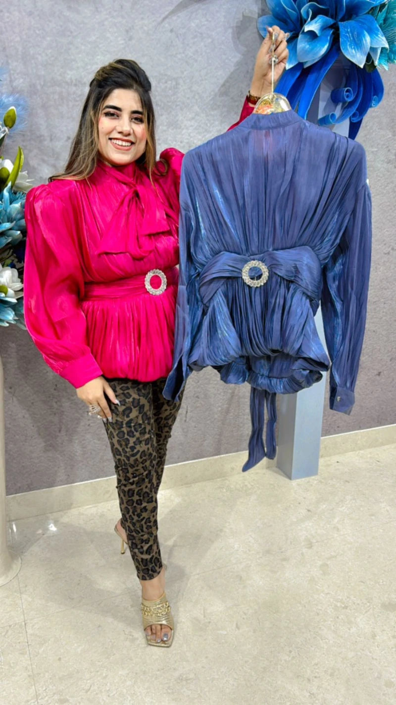 Imported Stretchable Partywear Top With Front Stud GGR662