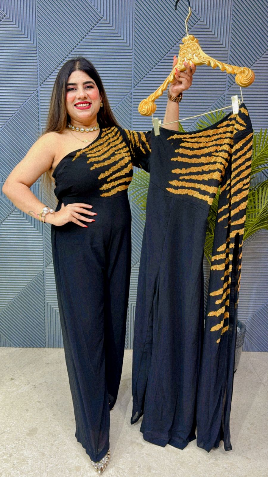 One Shoulder Jumpsuit With Front Suroskie Work GGR1173