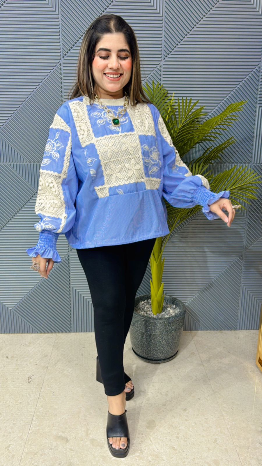 Premium Cotton Top With Crochia Work GGR1040