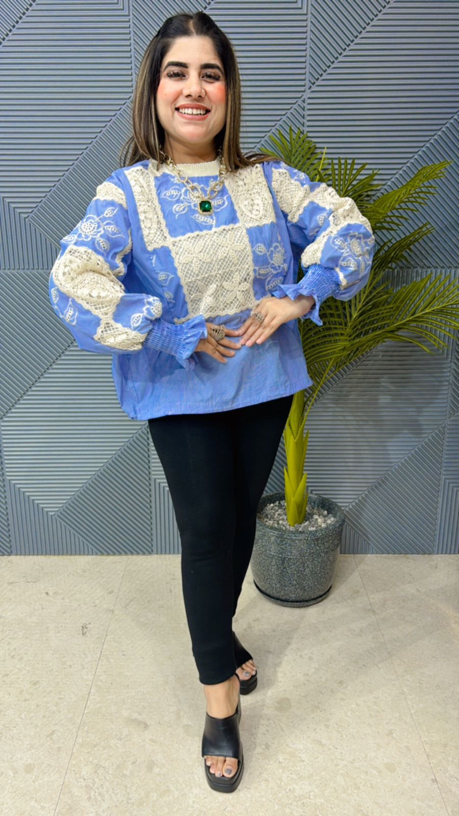 Premium Cotton Top With Crochia Work GGR1040