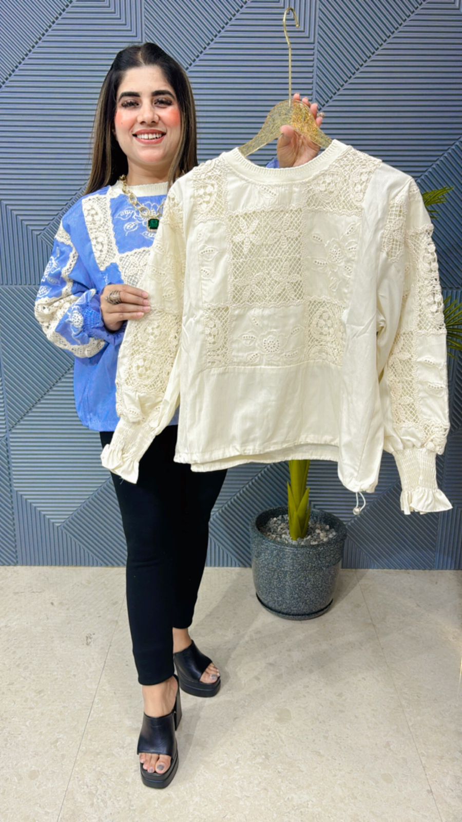 Premium Cotton Top With Crochia Work GGR1040